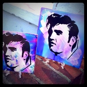 Handpainted Elvis Coasters 2 Set